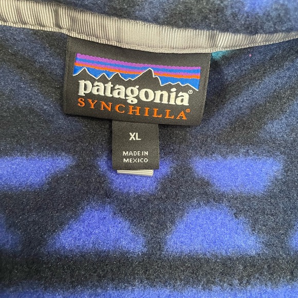 Vintage Patagonia Synchilla Fleece Aztec Southwestern Blue Purple XL Snap-T EUC - Picture 4 of 11